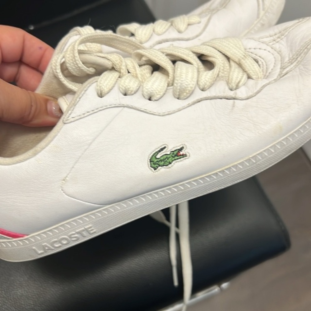 Lacoste Women's White Sneakers with Pink Accents